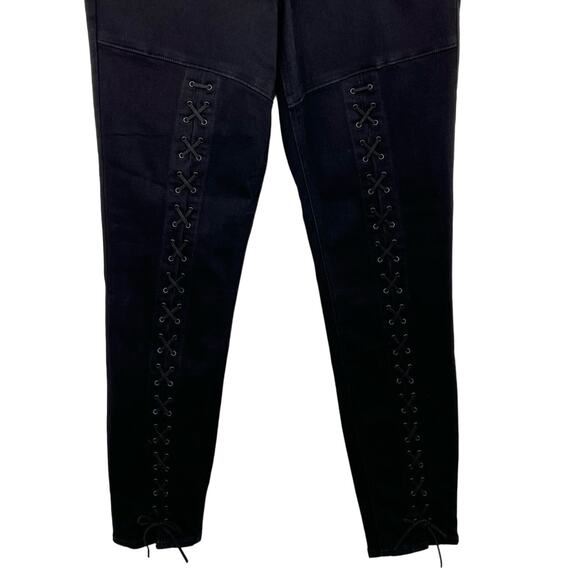 Express black high rise lace up stretch ankle legging jeans 10R - Picture 4 of 9